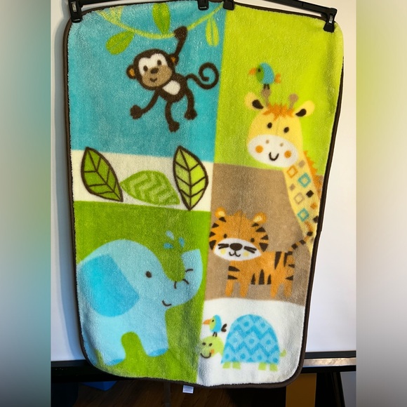 GARANIMALS SAFARI JUNGLE MONKEY/TIGER PLUSH MULTI COLORED BABY FLEECE BLANKET - Picture 1 of 11